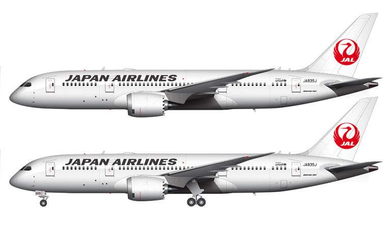 Japan Airlines Boeing 787-8 Dreamliner illustration – Norebbo