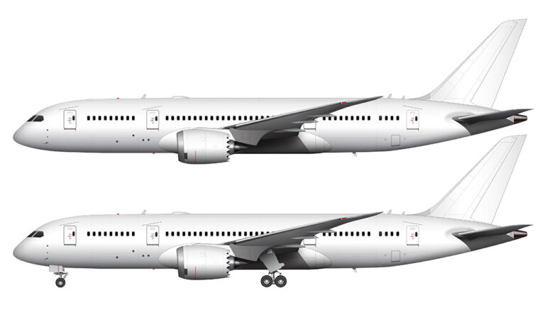 Boeing 787-8 blank illustration templates