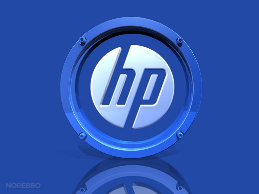 Glass and metal HP logo illustrations – Norebbo