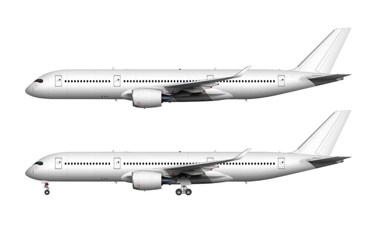 Airbus A350-900 blank illustration templates – Norebbo