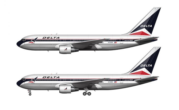 Delta Airlines 767-232 illustration – Norebbo