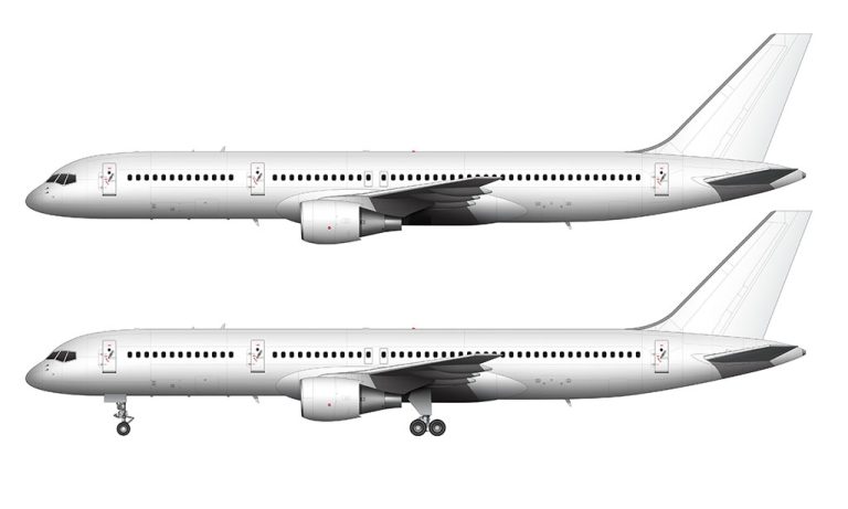 Boeing 757-200 blank illustration templates (plus freighter / cargo ...