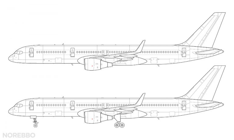 Boeing 757-200 (with Pratt & Whitney engines) blank illustration ...