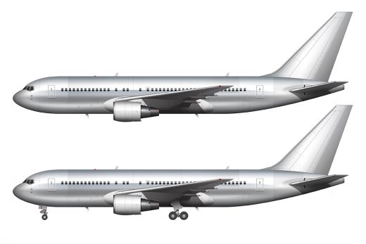 Boeing 767-200 blank illustration templates – Norebbo