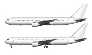 Boeing 767-300 blank illustration templates (including freighter ...