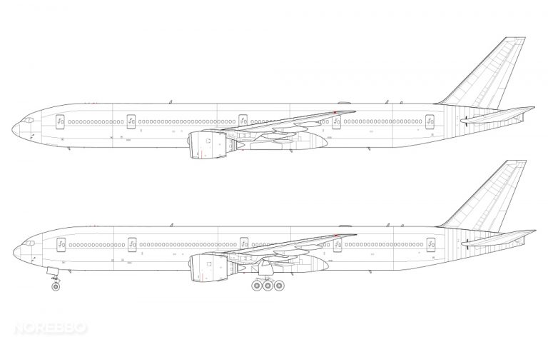 Boeing 777-300 blank illustration templates – Norebbo