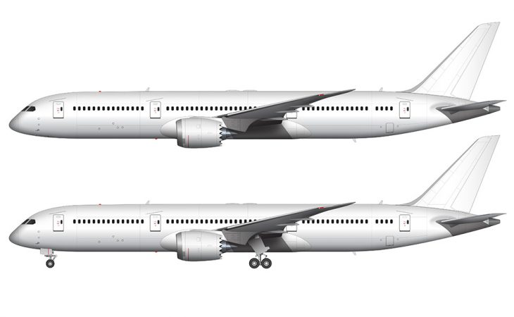 Boeing 787-9 blank illustration templates – Norebbo