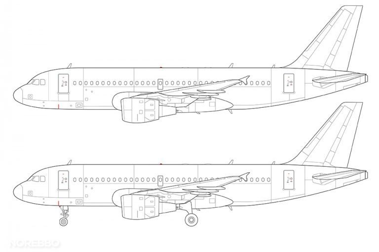 Airbus A319 blank illustration templates – Norebbo