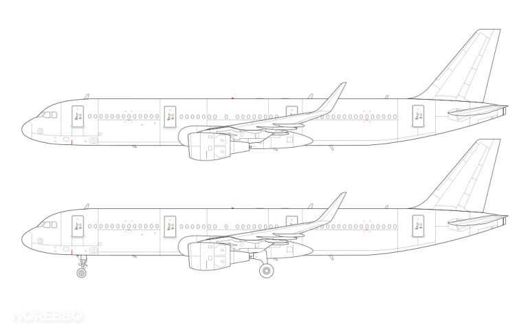 Airbus A321 blank illustration templates – Norebbo