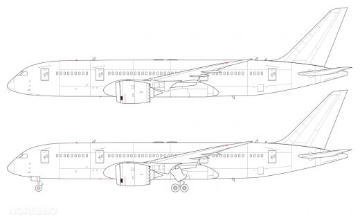 Boeing 787-8 blank illustration templates – Norebbo