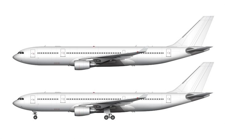 Airbus A330-200 blank illustration templates with GE engines – Norebbo