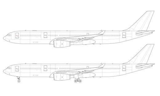 Airbus A330-300 blank illustration templates with all three engine ...