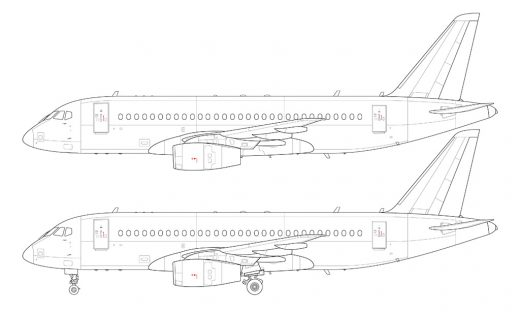 Sukhoi SSJ-100 blank illustration templates – Norebbo