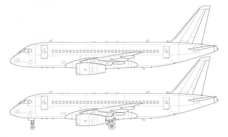 Sukhoi SSJ-100 blank illustration templates – Norebbo