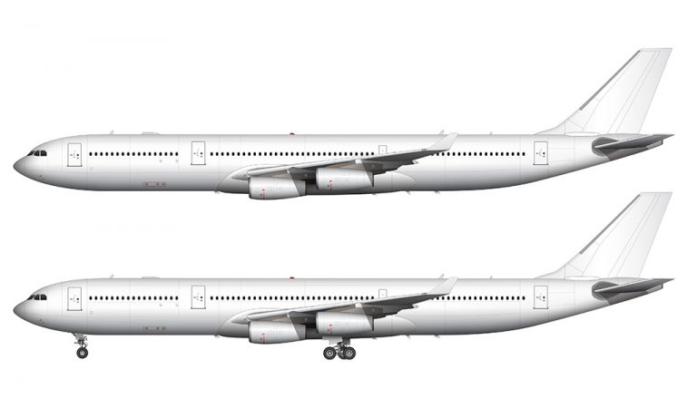 All White Airbus A340-300 Illustration – Norebbo