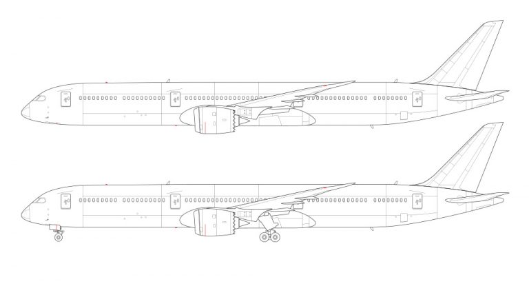 Boeing 787-10 blank illustration templates – Norebbo