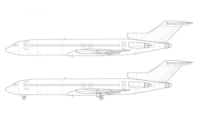 Boeing 727-200 Blank Illustration Templates – Norebbo