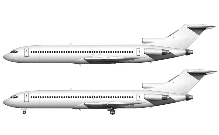 Boeing 727-200 blank illustration templates – Norebbo