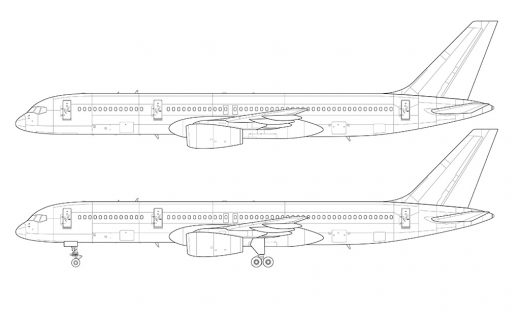 Boeing 757-200 blank illustration templates (plus freighter / cargo ...