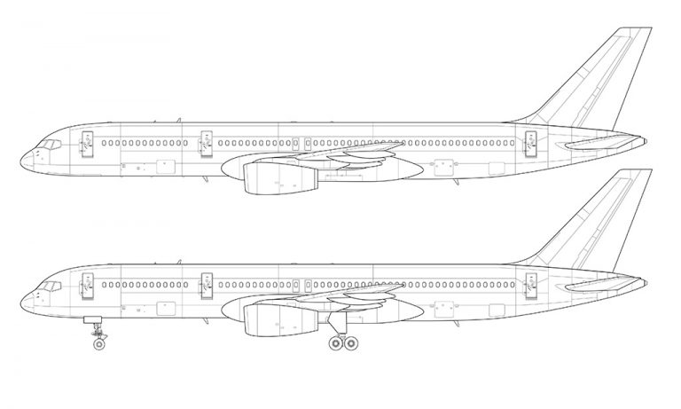 Boeing 757-200 Blank Illustration Templates (plus Freighter   Cargo 