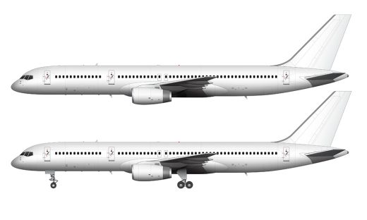 Boeing 757-200 blank illustration templates (plus freighter / cargo ...