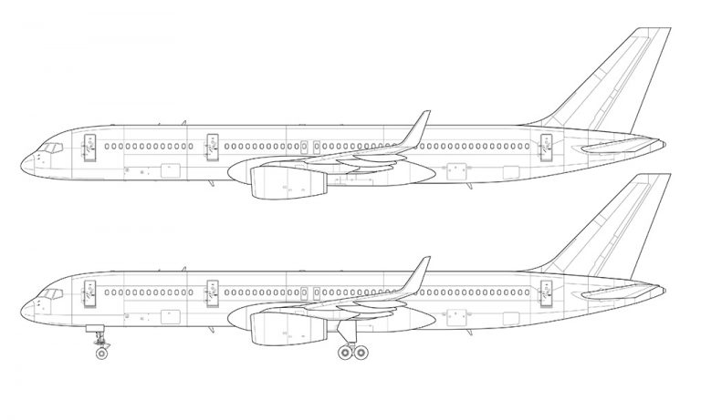 Boeing 757-200 blank illustration templates (plus freighter / cargo ...