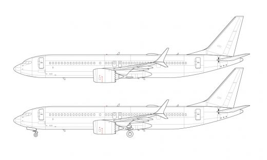 Boeing 737-9 MAX blank illustration templates – Norebbo