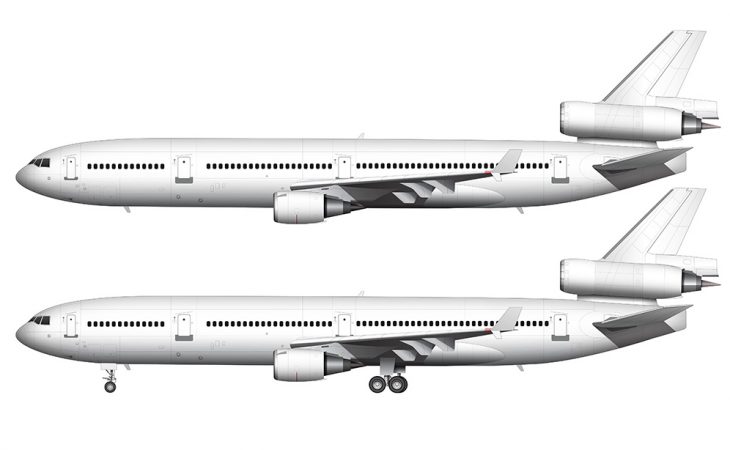 McDonnell Douglas MD-11 blank illustration templates (with GE engines ...