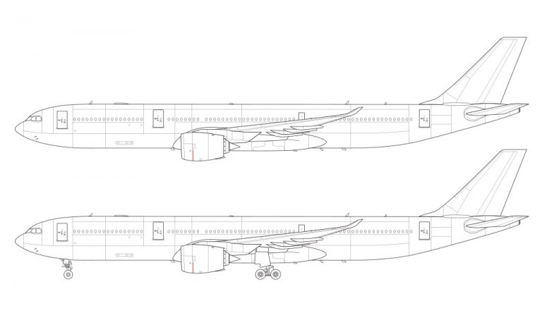 Airbus A330-900 NEO blank illustration templates – Norebbo