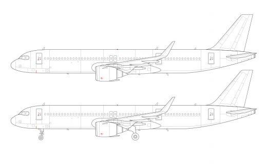 Airbus A321neo LR (Long Range) blank illustration templates – Norebbo