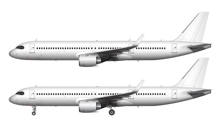 Airbus A321neo LR (Long Range) blank illustration templates – Norebbo