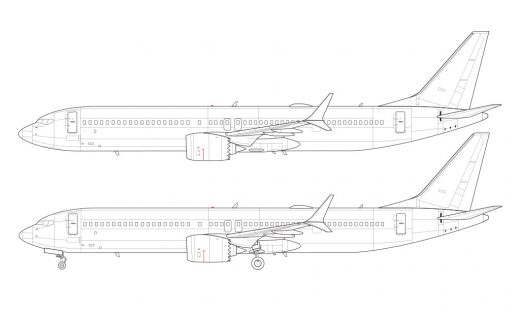 Boeing 737-10 MAX blank illustration templates – Norebbo