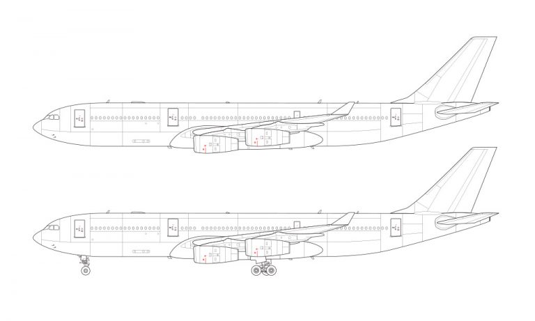 Airbus A340-200 blank illustration templates – Norebbo