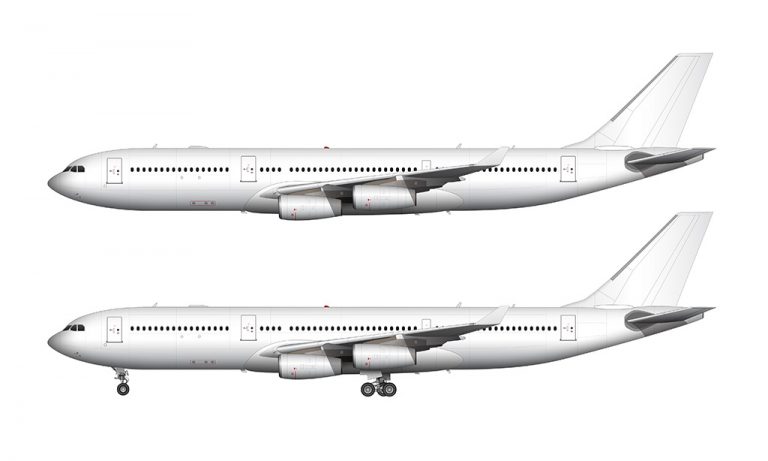 Airbus A340-200 blank illustration templates – Norebbo