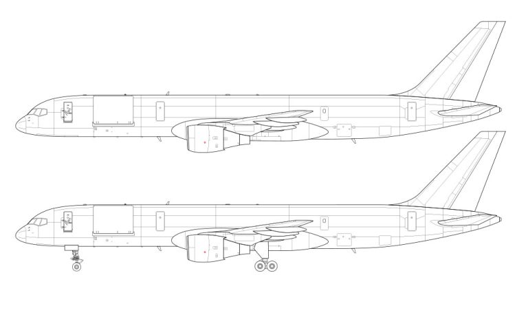 Boeing 757-200 blank illustration templates (plus freighter / cargo ...