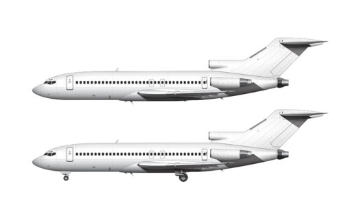 Boeing 727-100 blank illustration templates