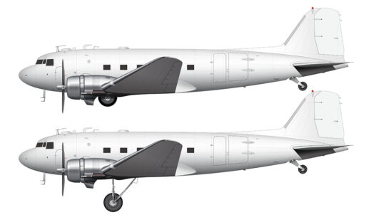 All White Douglas DC-3 side view